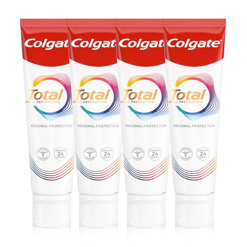 Colgate Total Active Prevention Original Toothpaste 100ml x4 | Fights Root Causes* of Many Oral Health Problems³ | 24h Antibacterial¹ Protection | clinically Proven | Patented² Technology