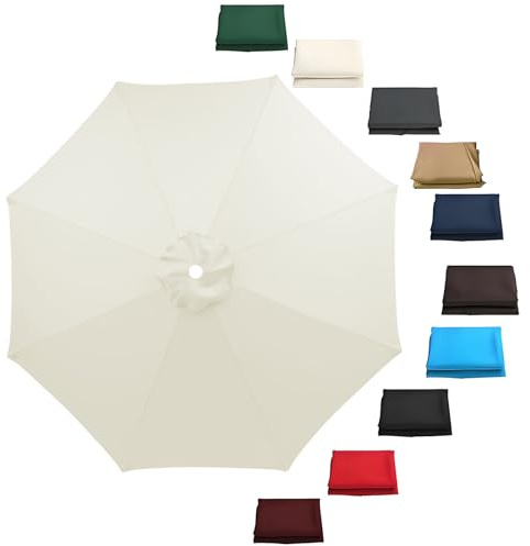 Telo di ricambio per ombrellone da 2,7 m| Copertura per ombrellone da giardino | per ombrellone da spiaggia Anti UV (Bianco,8Ribs-2.7m)