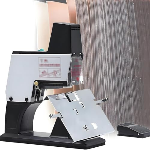 Grapadora eléctrica profesional, encuadernadora automática de hojas planas y de lomo, grapadora de folletos de alta resistencia tamaño A3, máquina de encuadernación plegadora papel con pedal,Single