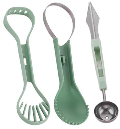 Set de 2 : Cuillère à Boules de Fruits + Cuillère Parisienne,Double Fonction en Acier Inoxydable Matériau Résistant pour Fruits - Outil Culinaire Multifonction pour Camping Fêtes Maison