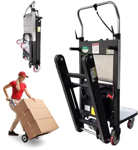 Aredwhiterui Chariot Électrique Escalier 1000W - Charge Utile 500KG, 3 Vitesses Réglables, Design Pliable & Roues à Chenilles Tout-Terrain pour Canapés et Électroménager à Monter Les Escaliers