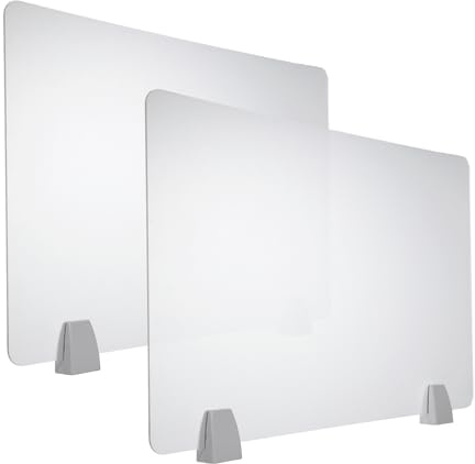 PATIKIL 40x60cm Desk Divider,2Set Desk Privacy Panel Acrylic Office Partition Boards Table Testing Dividers Panel Sneeze Guard Protective Shield for Office Kitchen Sink,Frosted Transparent