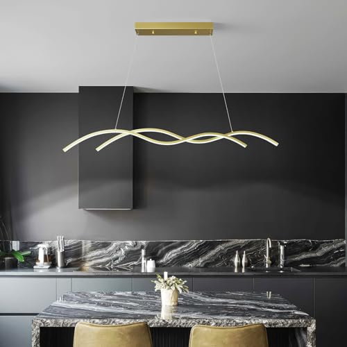 SHJNGMY Moderner Gold Kristallleuchter Dimmbare LED Kristallleuchten 6000K Deckenleuchte über Tisch Esszimmer Kücheninselbeleuchtung Höhenverstellbare Deckenlampen