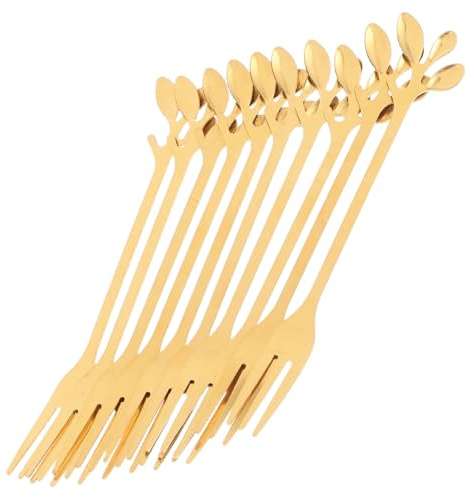 VALICLUD 10pièces Lot De Fourchettes à Dessert Dorées Acier Inoxydable Pour Apéritifs Cocktails Pâtisseries Et Usage Domestique