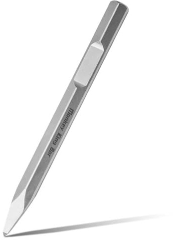 Monkey King Bar- 16 Inch Hex Chisel Bit- Point Chisel Bit Ideal for Removing Masonry- Notch 1-1/8 Hex & Spline Hammer Steel