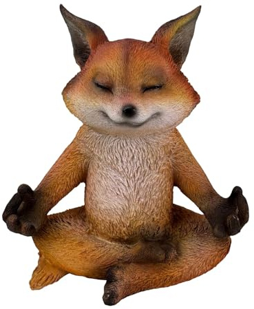 Gartenfiguren für draußen - Yoga Fuchs in Meditation - Deko Figuren für Garten, Terrasse und Balkon aus Kunstharz (Polyresin) - 15,5 cm groß, wetterfest