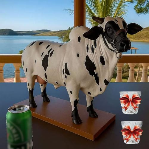 GDAONUDK Dispensador de Licor Nelore Bull, Un Encanto BrasileñO Artesanal Para Tu Bar En Casa, con 2 Vasos, Portabotellas 2025, Aireador de Vino Y Boquilla Vertedora(Style 2)