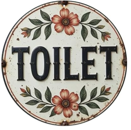 Targa decorativa in metallo per WC, stile vintage, per casa, bar, giardino, 20,3 x 20,3 cm