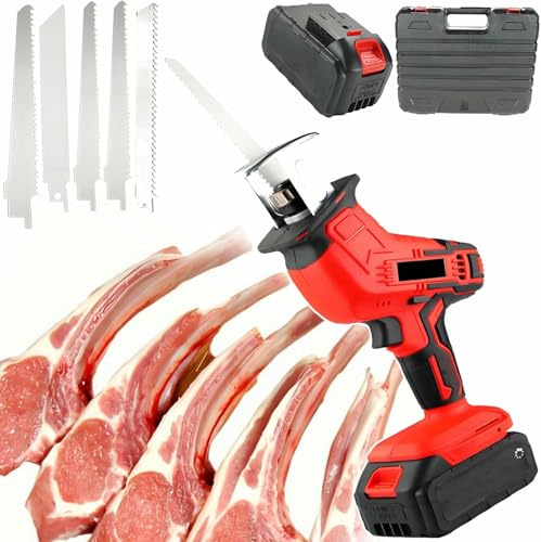Electric Meat Bone Saw, Electric Hand Saw for Butcher, with 5 Blades and Case, Professional Hand Reciprocating Saw, Weight Approx: 2kg