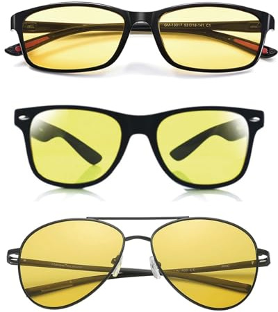 MmotZsb Nachtsichtbrille, Nachtfahrbrille Damen Und Herren, 3er Set Mit Dünnen Und Dicken Fassungen, Gelbe Gläser Für Bessere Nachtsicht, Ideal Für Autofahrer Und Outdoor-Aktivitäten