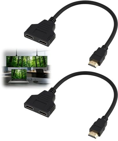 JinRuiCPeng 2 Piezas Adaptador Divisor HDMI, 1 a 2, Cable HDMI Macho a Doble Hembra 1080p, Adaptador HDMI Y para TV, Monitor, proyector, Salida de Imagen simultánea a Dos Dispositivos