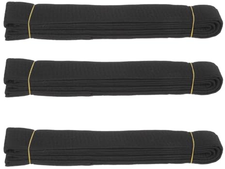 Ciieeo Cinturón de Taekwondo Negro 280 Cm Algodón 3 Piezas para Artes Marciales Karate Judo Entrenamiento y Competición y Adultos Equipo de Artes Marciales