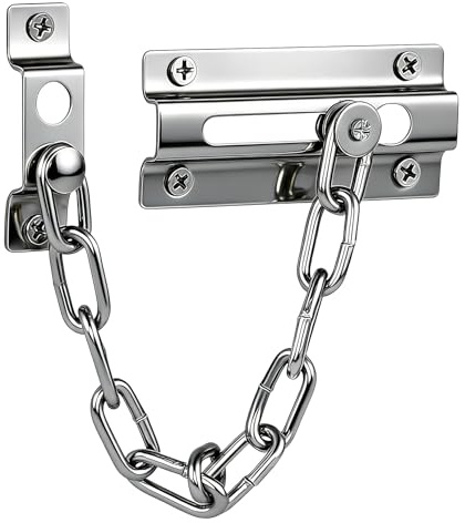 Door Chains for Front Door,Thickened Chrome Plated Steel Security Door Chain,Adjustable Installation Locks for Front Doors Chains,Security Restrictor Latch for Metal and Wooden,Apartment,Bedroom