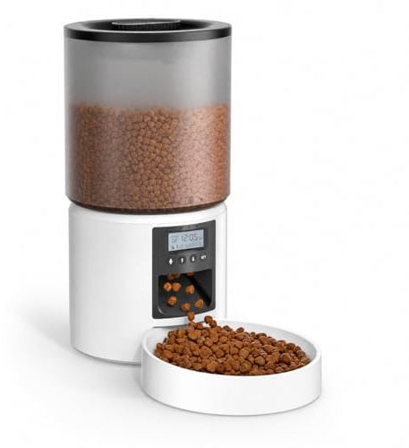 Distributore Automatico Cibo Gatti 4L Dispenser Crocchette Gatto con Timer Programmabile e Schermo LCD Distributore Cibo Gatti con Registrazione Vocale 10s fino a 1-6 Pasti Giornalieri