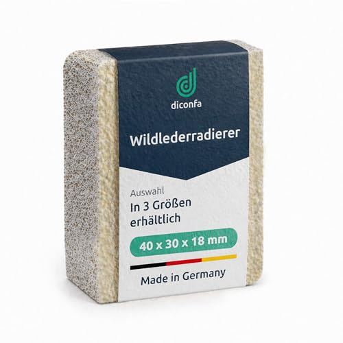 diconfa PROFI Wildleder Reiniger Nubuk & velours - DREi GRÖßEN - MENGE: 1 bis 5-30x40mm, 1 Stück - Schuhradierer Schmutzradierer Nubukleder Veloursleder Wildleder - Lederpflege Radiergummi Leder