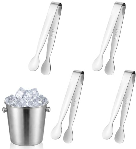 4 Pcs Ice Tongs,Mini Tongs,Sweet Tongs,Sugar Tongs for Pick Mix,Small Tongs for Coffee Bar Desserts Cooking,Small Serving Mental Tong,Candy Bar Tong,Sugar Cube Tonges for Food Sweets Kitchen Barbecue