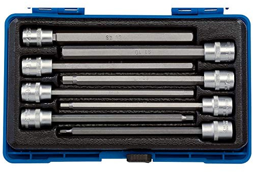 Draper 16287 3/8 Inch Square Drive Hexagonal Socket Bit Set, 150mm , Blue