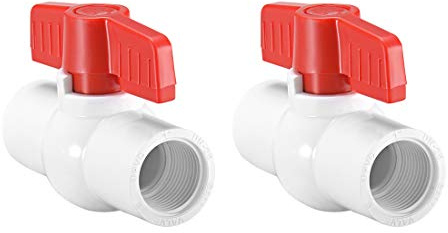 sourcing map 2Pcs PVC Kugelhahn Wasserrohr Gewindeenden 1 Innendurchmesser Rot Weiß