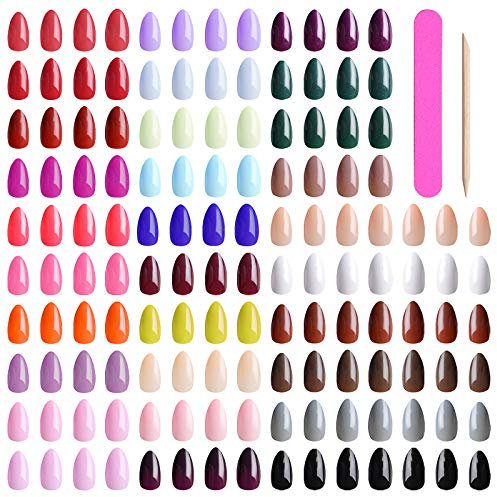 720 Pezzi Breve Stiletto Unghie finte Kalolary 30 Colori Finti Unghie Mandorla Finto Unghie a Copertura Completa Con Lime & Stick Per Le Donne Ragazze Unite Kit Unghie Artificiali al Salone Casa