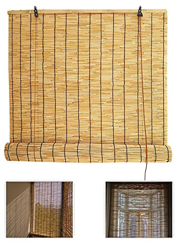 DLLY Rollos Aus Schilfrohr, Bambusvorhänge Aus Holz, Wasser-/feuchtigkeitsabweisend/lichtfilternd, Außen Rollläden Für Innenhöfe/balkone/gärten, Bambus Jalousien,100x220cm/39.5 * 87in