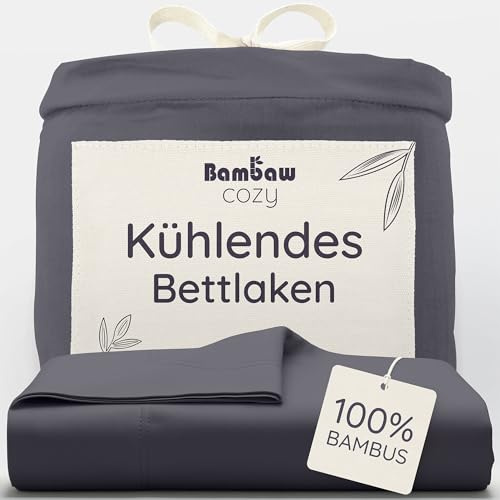 Bambaw Sabana Encimera Bambu Cama 180/200 cm, 270x290 cm, Sábanas de Bambu Hipoalergenicas y Antialergicas, Ropa de Cama Verano e Invierno, Sabanas Termicas Reguladoras (Antracita)