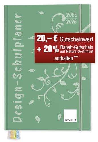 TimeTEX Design-Schulplaner A5-Plus Mint - Schuljahr 2025-2026 - Lehrerkalender - Lehrertimer - 10480