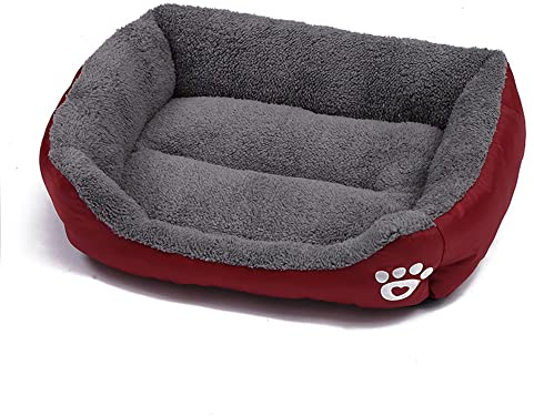 OUYUNKKA Hundebett Hundekissen (S, 43 x 32 cm) Viereckig Weinrot Hundesofa für Mittelgroße und Kleine Hunde und Katzen, Flauschig Weich Katzenbett Katzenkissen Hundebett für Französische Bulldogge
