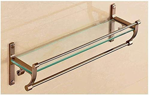 Duschregale aus gehärtetem Glas Bohrraum Aluminium-Aufbewahrungsregal Badezimmer-Eckglasregal Wandmontierte Aufbewahrungsregale für Küche Badezimmer (Color : Tempered Glass Panel, Size : 60cm) (Temp