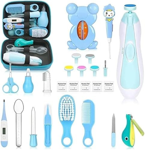 Baby Healthcare and Grooming Kit, Portable Baby Safety Care Set, Baby Essentials kit for Newborn (Blue 26 in 1)