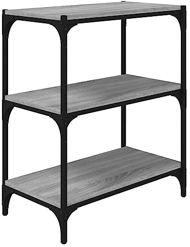 vidaXL Estantería contrachapada y Acero Gris Sonoma 60x33x70,5 cm, estantería para Libros, Estante, estantería de exposición, librería