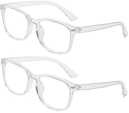 Eyglajdd Lesebrille für Herren Damen,Lesebrille Lesehilfe Große Brille 2er-Pack Transparent +2,0