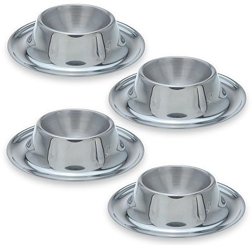 MIJOMA Portauovo in acciaio inox, 4 pezzi, argento opaco, antiruggine e lavabile in lavastoviglie, design elegante e senza tempo, durevole e infrangibile, impilabile, indispensabile per ogni casa.