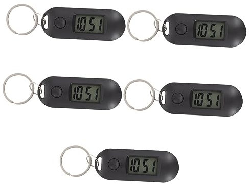INOOMP 5pcs Silent Alarm Watch for Girls Digital Keychain Pocket Watch Clip Led Luminous for Boys and Girls