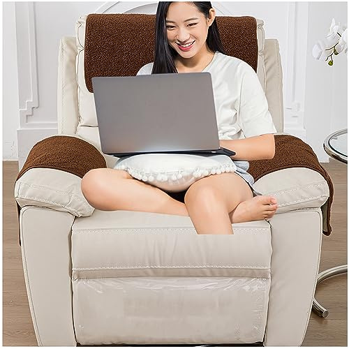 NNSMUN Armlehnenschoner, Sofa Armlehne Kopfstützenbezug Für Sessel mit Taschen rutschfest Sesselschoner für Fernsehsessel Abnehmbarer Waschbar Ruhesessel Bezug (Kaffee,2 Sitzer (4 StüCk))