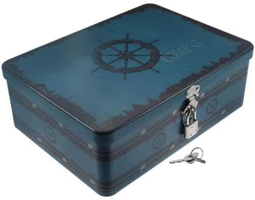 Cabilock Abschließbare Weißblech-Aufbewahrungsbox 8.27X6.06X3.07 Zoll Metallbox Mit Schloss Organizer Für Schmuck Kleine Geschenke Und Dokumente Zuhause Büro