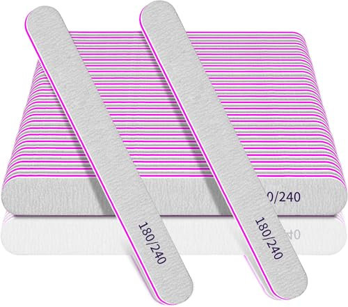 Lime à Ongles Professionnelle Moyenne Grossière 25 Pièces pour Ongles Naturels, Lime à Ongles à Double Extrémité en émeri pour la Maison