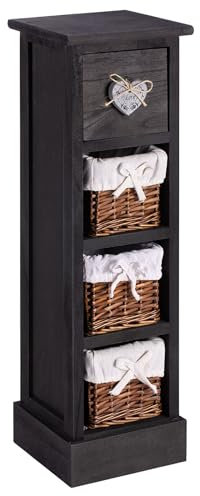 IDIMEX Regal Schubladenkommode Beistellschrank Flower - 1 Schublade und 3 Körbe, schwarz