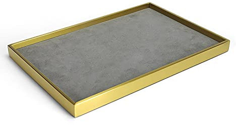 Schmuckständer Metall-Schmuckschale, Ringhalter-Tablett, 35,6 x 22,9 cm Halskette, Ohrringe, Schmuck-Organizer mit Kanten, Heimdekoration, Hochzeitsgeschenk Schmuck Organizer ( Color : Gold , Size : L