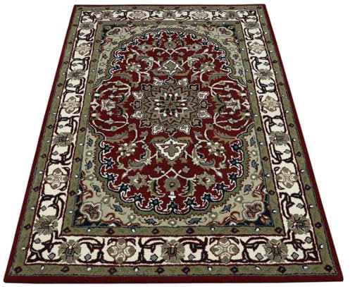 Rot Compatible with Orient Teppich 100% Wolle 140X200 cm Handarbeit Handgetuftet T954