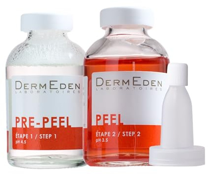 Laboratoires DermEden – Advanced Peel 2x30ml – 2 étapes Pre-Peeling + Peeling - Traite l’Hyperpigmentation, les Rides et les Imperfections - 20% Acide Glycolique Encapsulé - Fabrication Française