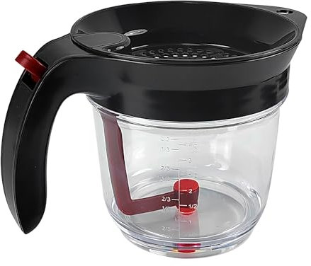 Fetttrennkanne, Cup Fettabscheider, Ölsieb, Robust und Einfach zu Bedienen, Effizienter Fetttrennkanne, Einfach zu Säubern, Ölfiltertopf, für das Abschöpfen von Fett aus Soßen und Suppen