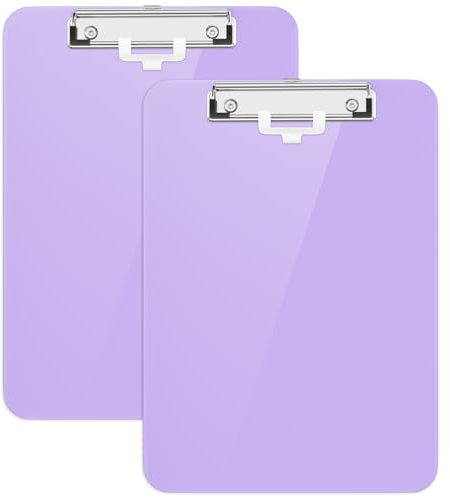 Hongri Lot de 2 planchettes à pince en plastique avec porte-stylo, 21,6 x 27,9 cm, format lettre pour salle de classe, étudiants, enseignants, bureau et école, profil bas, taille 31,8 x 22,9 cm