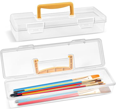 Vowcarol 2 Pack Paint Brush Case Portable, Modern/Contemporary Paint Brush Storage Box, 13 x 3.5 x 2.25 Inches