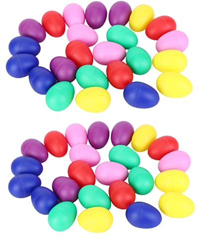 Janasiba 48-teiliges Mischset für Ostereier, Maracas-Ei, Musik-Ei, aus Kunststoff, für Osterparty, Musik-Partyartikel, 6 Farben