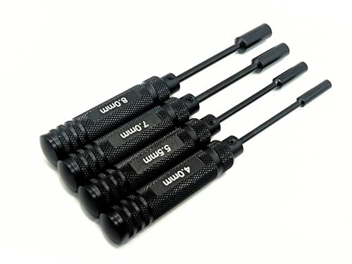Steckschlüssel Set 4tlg Sechskant 4mm 5,5mm 7mm 8mm Aluminium - rcbay | Aussensechskant C45 Stahl Einsätze für M2 M3 M4 M5 Muttern