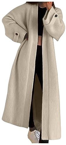 Women's Casual Oversized Cardigans Coats Ribbed Open Knitted Maxi Jumper Sweater Winter Coat Jacket Solid Color Chunky Long Sweater Coats Cable Knit Sweaters Warm Loose Leisure Sweaters Going Out