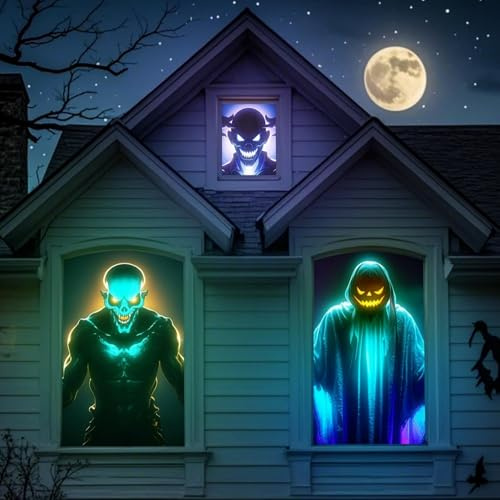 44x76 Holographic Rear Projection Screen: Foldable Indoor Outdoor Projector Screen, Window Decoration for Halloween Haunted Horror Video Display, with Mounting Hooks (80inch) | Double-Sided Video Screen, Window Wonderland, Christmas Movie Night, Anti-Crease, Portable（80inch)