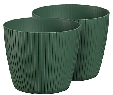 Tymar Übertopf, Blumentopf, 2er-Pack, Blumenübertopf, Kunststoff (Grün; ø 24 cm)