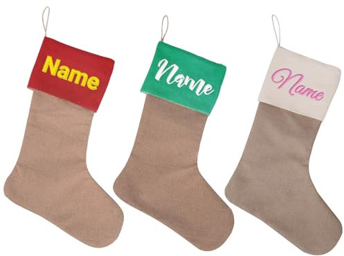 NGTSFLY Nikolausstiefel Jute Weihnachtsstrumpf Personalisiert,Nikolausstrumpf,Weihnachtsstrumpf,Weihnachtssocken zum Aufhängen,Nikolausstiefel mit Namen (Stil 8, 1 Pc)