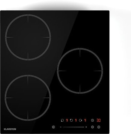 Klarstein Delicatessa Plaque Induction - 3 Zones, 6600W avec Boosters, Commande Tactile Slider, Minuterie & Sécurité Enfant, Vitrocéramique Noire, Design Compact 45cm